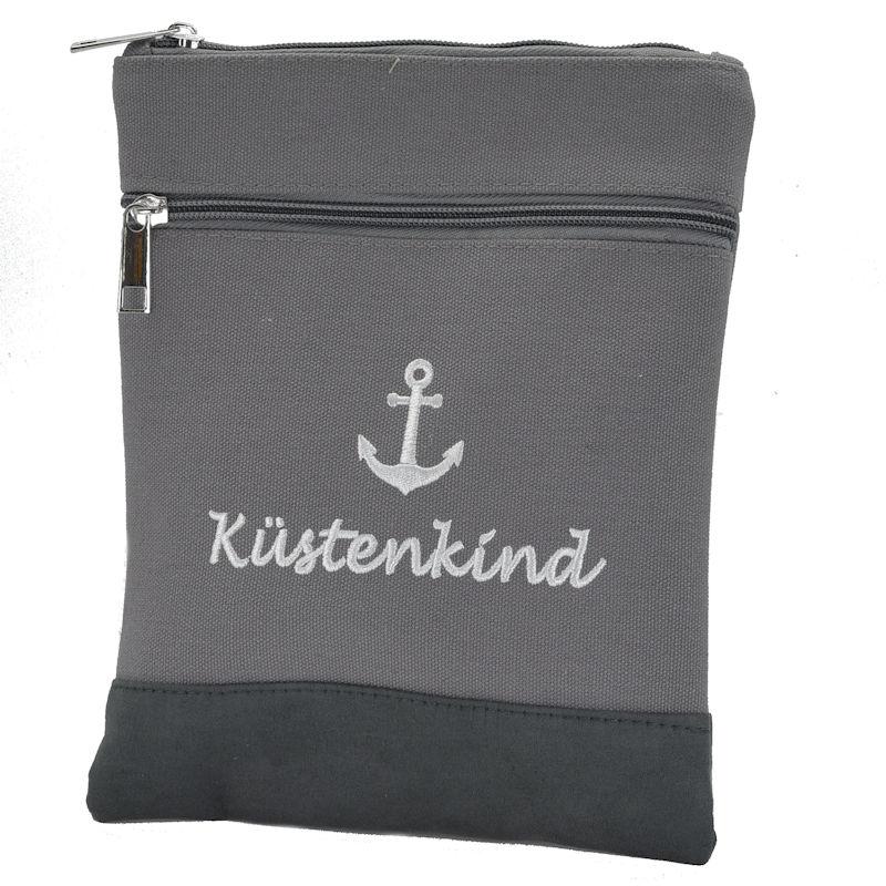 Handtasche Canvas Crossbag Anker Küstenkind Grau